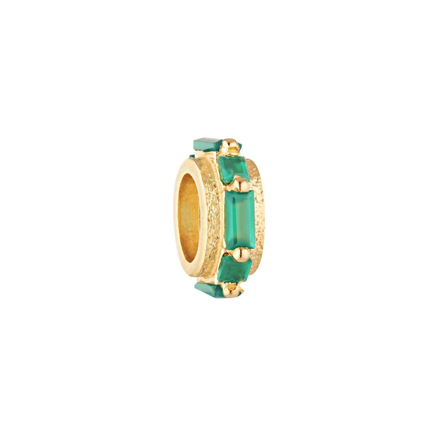 SUNDAH Spellbound Charm - Green Onyx, gold vermeil