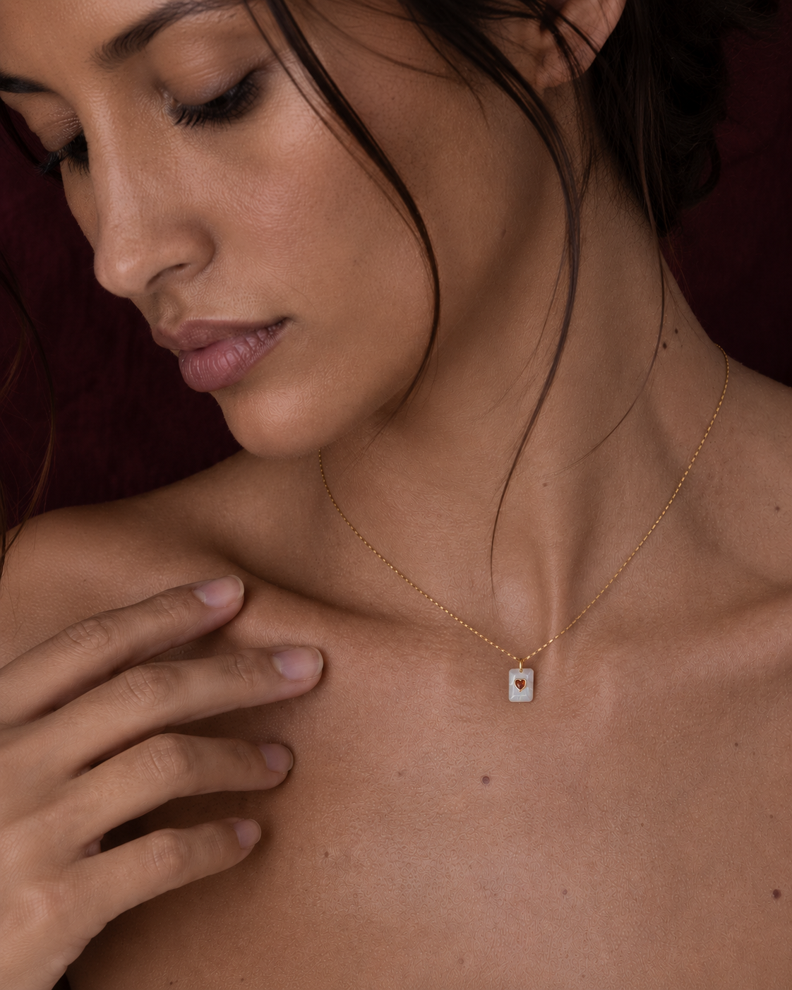 Heart of Dreams Necklace | Moonstone + Garnet
