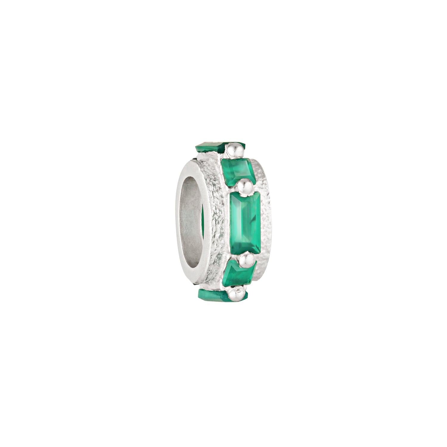 SUNDAH Spellbound Charm - Green Onyx, sterling silver