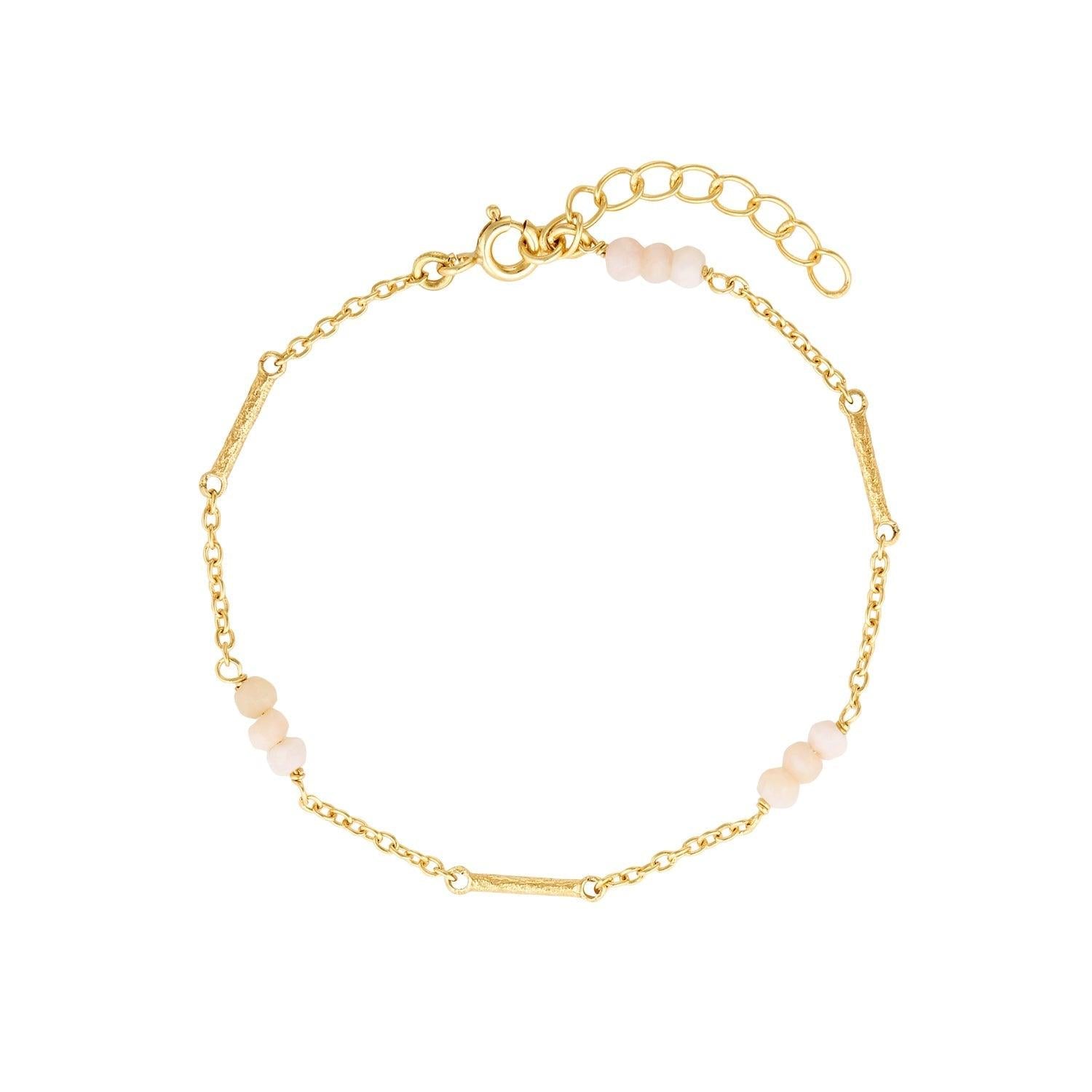 SUNDAH The Gilded Bracelet - Pink Opal, gold vermeil