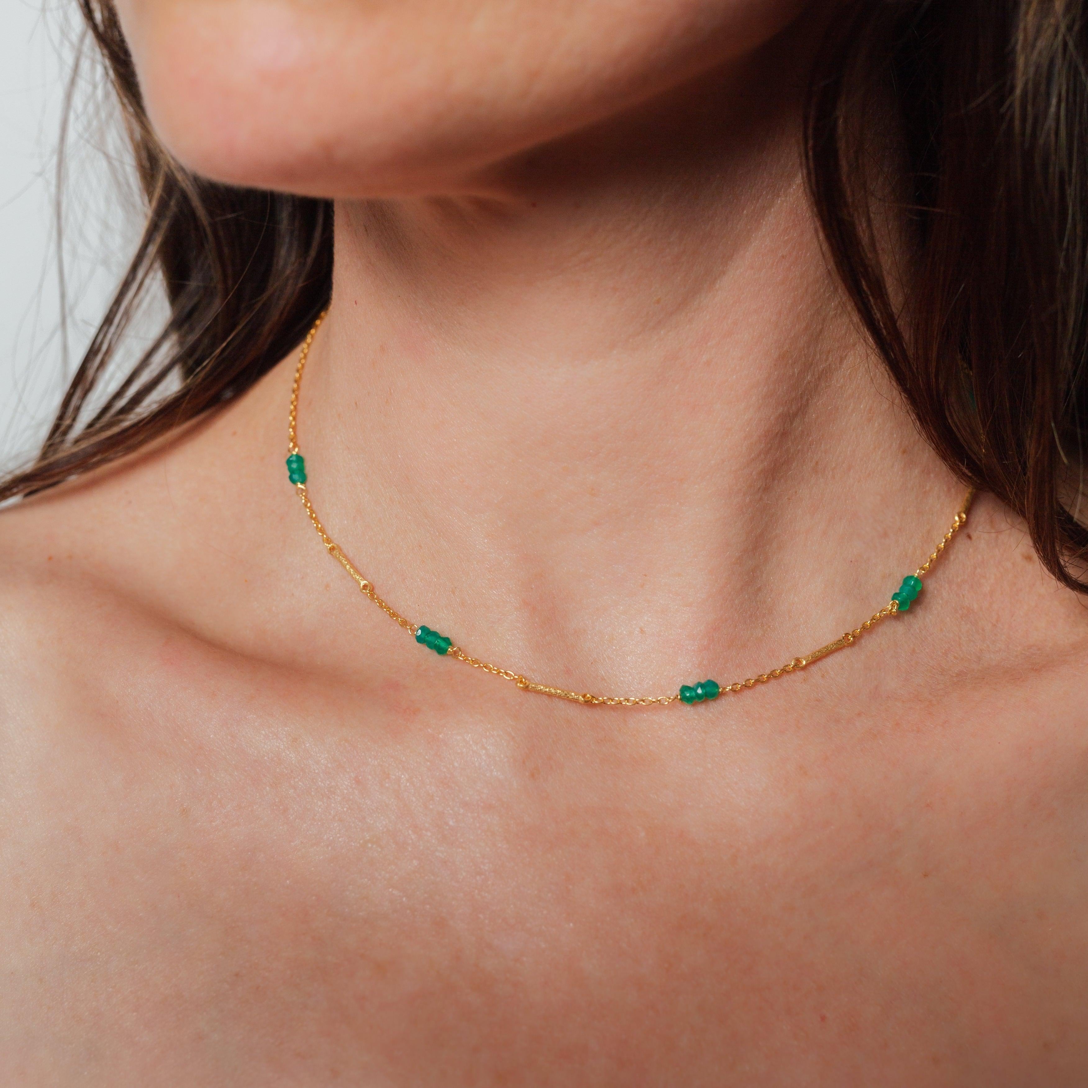 SUNDAH The Gilded Necklace - Green Onyx