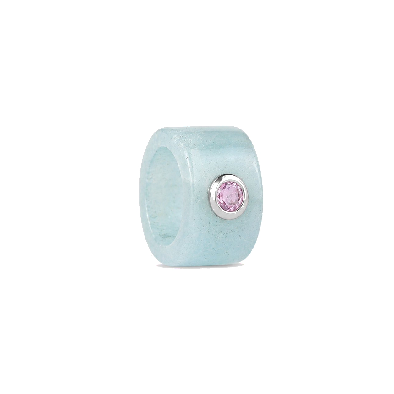 SUNDAH The Inlay Charm - Aquamarine, sterling silver
