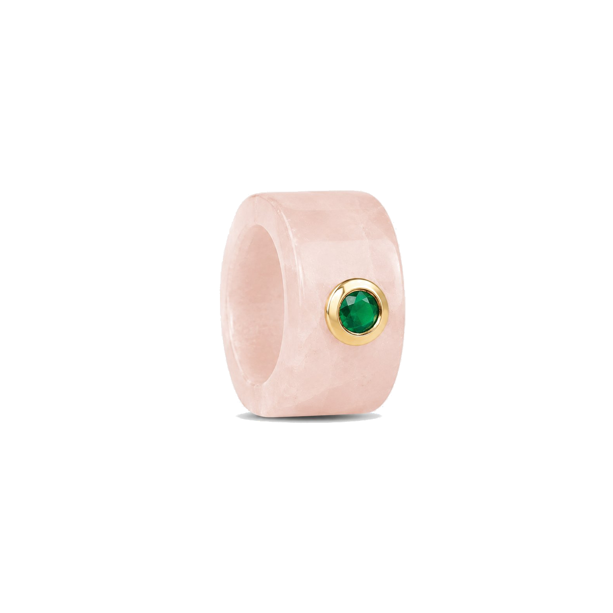 SUNDAH The Inlay Charm - Rose Quartz, gold vermeil