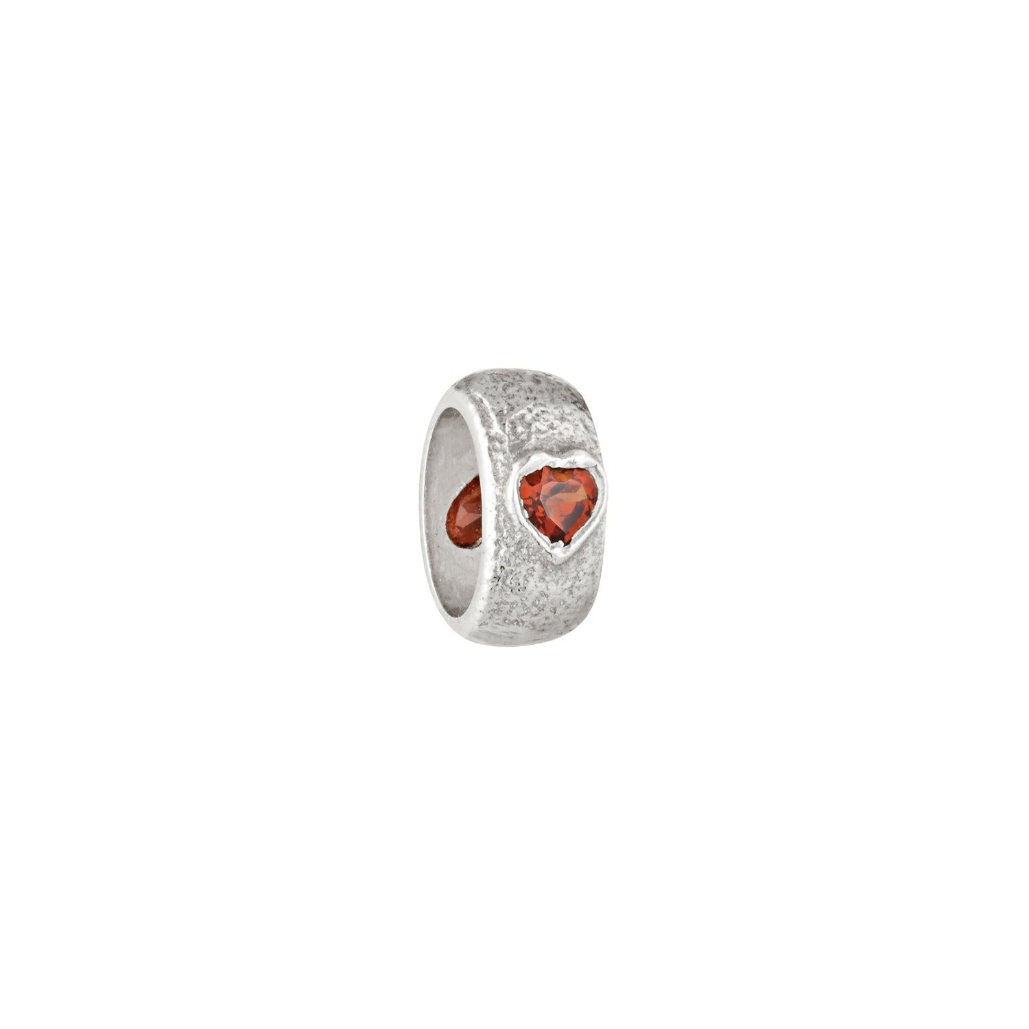 SUNDAH The Revolution is Love Charm - Garnet, sterling silver
